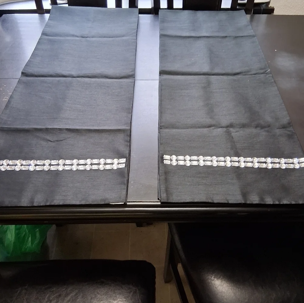 Set of Two Black Table Runners
